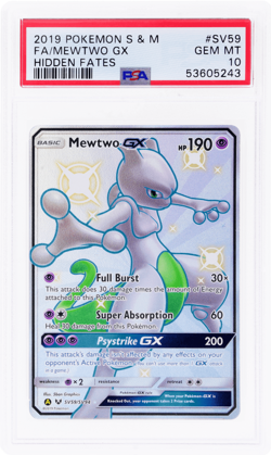 2019 Pokemon Sun and Moon Hidden Fates Mewtwo Gx Shiny Vault #SV59 PSA 10 - Image 1