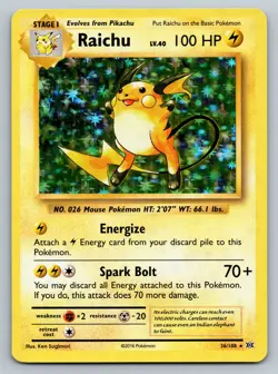 Pokemon Raichu 36/108 - Holo Rare - XY Evolutions 2016 Trading Cards NM - Image 1
