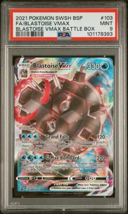 2021 POKEMON SWSH BLACK STAR PROMO #103 FULL ART/BLASTOISE VMAX PSA 9 - Image 1