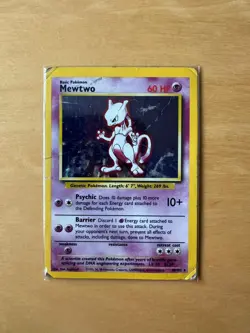 Mewtwo 10/102 Pokemon Base Set Holo Rare Card Good Condition - Image 1