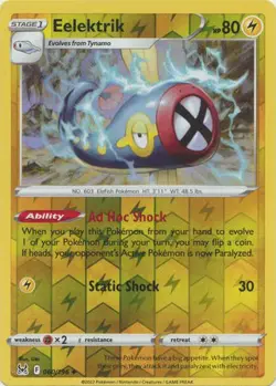 Eelektrik 60/196 Reverse Holo | Lost Origin | Pokemon Card - Image 1