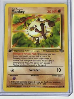 1st Edition Mankey 55/64 Jungle Pokemon TCG Card - Image 1