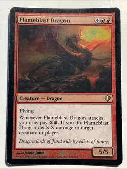MTG Magic Flameblast Dragon Shards of Alara Foil Played 100 in Sleeve - Image 1