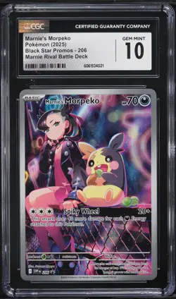CGC 10 - Marnie's Morpeko 206 SVP Black Star Promo Rival Battle Deck Pokemon Gem - Image 1