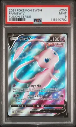 2021 MEW #250 V SWSH FUSION STRIKE POKEMON PSA 9 MINT - Image 1
