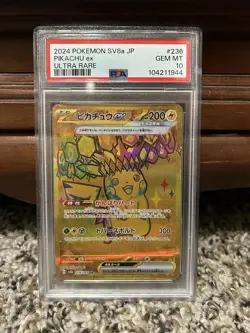 2024 POKEMON JPN SV8A-TERASTAL FEST EX ULTRA RARE #236 PIKACHU EX PSA 10 - Image 1