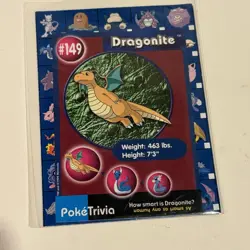 DRAGONITE, 1999 PokeTrivia Burger King Promo Card, Pokemon Mewtwo Movie #149 - Image 1