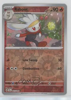 Raboot Reverse Foil Pokemon SV07: Stellar Crown #027 0o28 - Image 1
