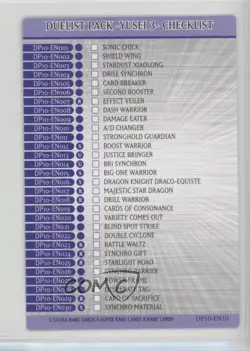 Duelist Pack - Yusei 3 - Checklist Unlimited YuGiOh Fudo #DP10-EN10 0b5 - Image 1