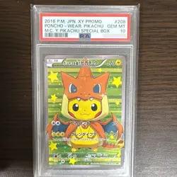 PSA10 2016 Poncho Wearing Pikachu 208/XY-P Pokemon Pikachu Special BOX Promo - Image 1