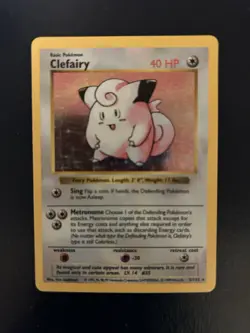 Pokemon TCG Clefairy Holo LP Card 5/102 Shadowless Base Set - Image 1
