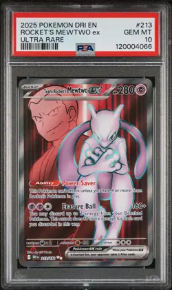 2025 POKEMON DRI EN-DESTINED RIVALS ULTRA RARE TEAM ROCKET'S MEWTWO EX PSA 10 - Image 1