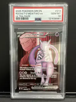 2025 POKEMON DRI EN-DESTINED RIVALS ULTRA RARE TEAM ROCKET'S MEWTWO EX PSA 10 - Image 1