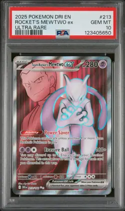 2025 POKEMON DRI EN-DESTINED RIVALS ULTRA RARE TEAM ROCKET'S MEWTWO EX PSA 10 - Image 1