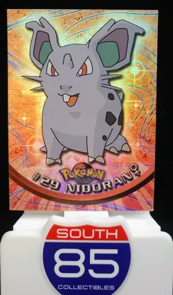 1999 Topps Pokemon TV #29 Nidoran Rainbow Foil Black Logo LP - Image 1