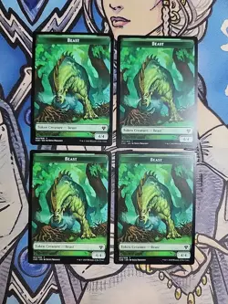 4x Beast (4,4) / Bird Illusion Dual-Sided Tokens - NM/M C20 MTG Magic - Image 1