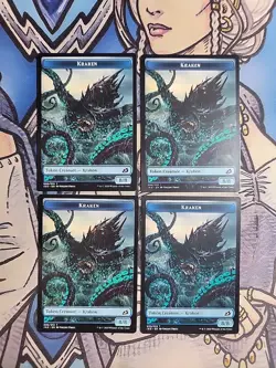4x Kraken (8,8) / Elemental Dual-Sided Tokens - NM/M C20 IKO MTG Magic - Image 1
