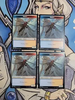 4x Insect (Blue, Red) / Drake Dual-Sided Tokens - NM/M C20 MTG Magic - Image 1