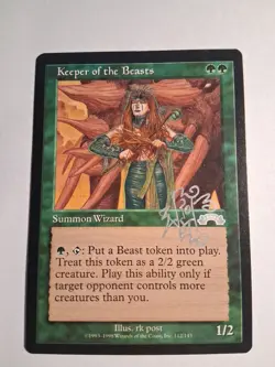 Keeper of the Beasts Exodus Uncommon - MTG Magic the Gathering Card Autographed - Image 1