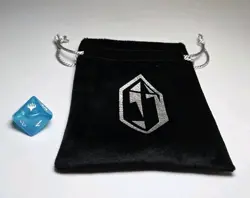Final Fantasy Mtg Promo Dice w/ FF Felt Bag- D10 -Pre-Release Blue Crystal - Image 2