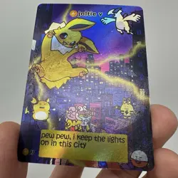 Pokiebubies- 1st Edition V2 Holo - Joltie V (Jolteon) Pokemon Fan Art ChefKenLee - Image 1
