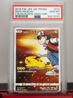 Pokemon PSA 10 Red's Pikachu 270/SM-P Center 20th Anniversary Campaign Japanese - Image 1