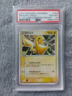 PSA 10 Pikachu Seven Eleven Promo 024 ADV Japanese Rare Pokemon Card - Image 1
