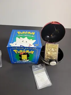 1999 Burger King Sealed Togepi Pokemon Ball & 23K Gold Trading Card, Blue Box. - Image 1