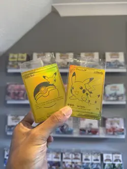 Pikachu V SWSH145 & Pokeball SWSH146 - Pokemon Celebrations Ultra Premium - Gold - Image 1