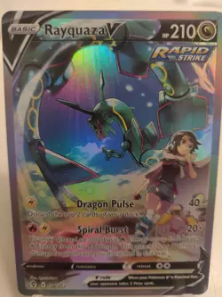 **Custom Made**high Quality,Textured Holo, English Rayquaza V"Display Card"" - Image 1