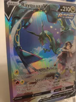 **Custom Made**high Quality,Textured Holo, English Rayquaza V"Display Card"" - Image 2