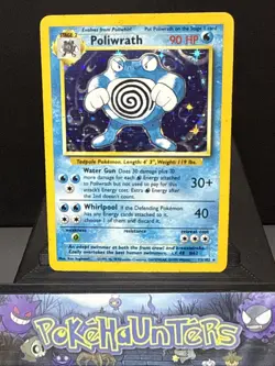 Pokemon Card Poliwrath 13/102 Base Set Holo Rare WOTC Played 3 - Image 1