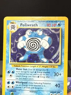 Pokemon Card Poliwrath 13/102 Base Set Holo Rare WOTC Played 3 - Image 2