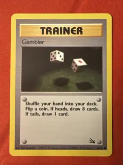 Gambler 60/62 Fossil Set Trainer Pokemon Card TCG NM/LP - Image 1