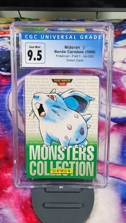 NIDORAN BANDAI CARDDASS - CGC 10 - 1996 Pokemon Part 1 - 029 Green Card - Image 1