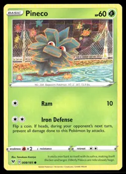 2020 Vivid Voltage Set Pokemon Card 008 Pineco NM - Image 1