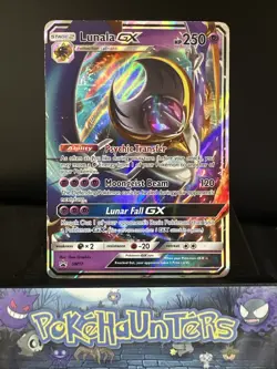 Pokemon Card Lunala GX SM17 Black Star Promo Half Art Played - Image 1