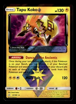 Tapu Koko Prism Star 51/181 Holo Rare Team Up Pokemon Card - Image 1