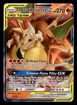 Charizard & Braixen GX 22/236 Ultra Rare Cosmic Eclipse Pokemon Card - Image 1