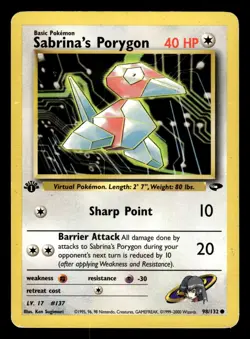 Sabrina's Porygon 98/132 1st Edition Gym Challenge Pokemon Card - 2 - Image 1