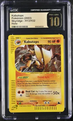 CGC 10 PRISTINE Kabutops 2003 Skyridge H13/H32 Holo Pokemon Card - Image 1