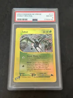 Skyridge 117 Zubat PSA 8 Graded WOTC Reverse Holo Rare Pokemon Card - Image 1