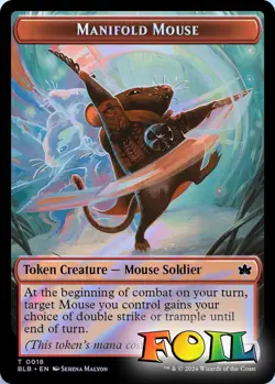 Sword/Manifold Mouse Double-Sided Token 28/18 MTG Bloomburrow Token NP Foil - Image 2