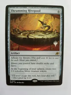 Thrumming Hivepool EOE NM MTG Silver promo stamp. - Image 1