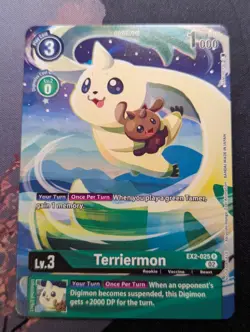 Terriermon EX2-025 R Digimon Card Illustration Competition Promo NON FOIL NM - Image 1