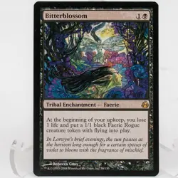 Bitterblossom Shadowmoor MTG Rare Enchantment Card NM - Black Faerie Token Engin - Image 1