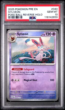 PSA 10 Sylveon Pokeball Reverse Holo 040 Pokemon Card Prismatic Evolutions GEM - Image 1