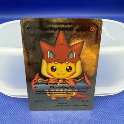 Pikachu Mega Charizard Y Rare Gold Fan Art Mint Pokemon Card - Image 1