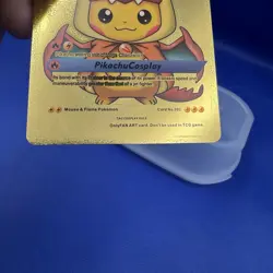 Pikachu Mega Charizard Y Rare Gold Fan Art Mint Pokemon Card - Image 3