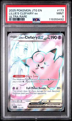 2025 POKEMON JTG EN-JOURNEY TOGETHER ULTRA RARE #173 LILLIE'S CLEFAIRY EX PSA 9 - Image 1